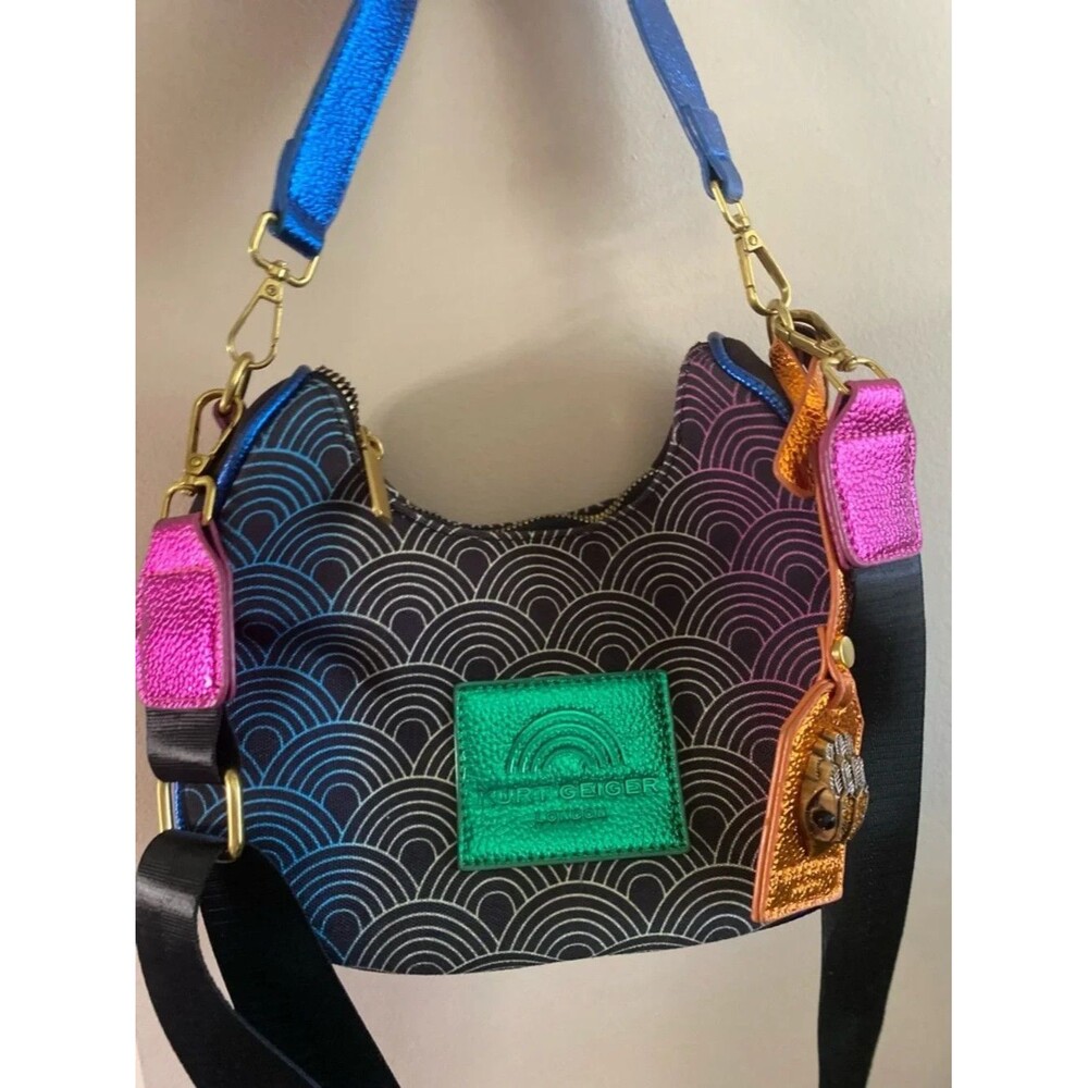 Kurt Geiger Southbank Multicolor Crescent shaped Hobo/Crossbody Bag Dust Bag